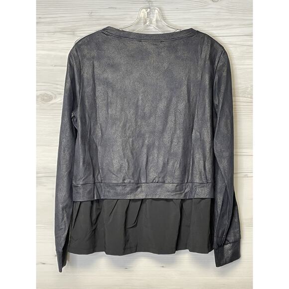 Gottex Studio Pullover Womens Small Black Metallic Sheen Long Sleeve Layered Top - Picture 9 of 9